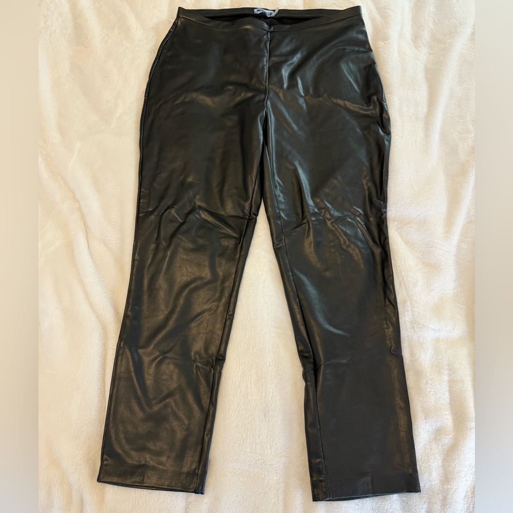 Calvin Klein Black Leather-Style Trousers